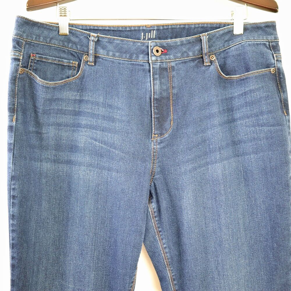J Jill Size 16 Authentic Fit Slim Bootcut Jeans Hemmed Denim Blue - Picture 2 of 9
